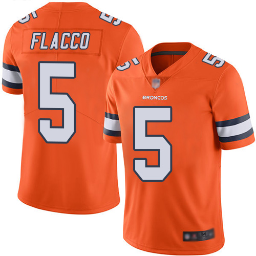 Men Denver Broncos 5 Joe Flacco Limited Orange Rush Vapor Untouchable Football NFL Jersey